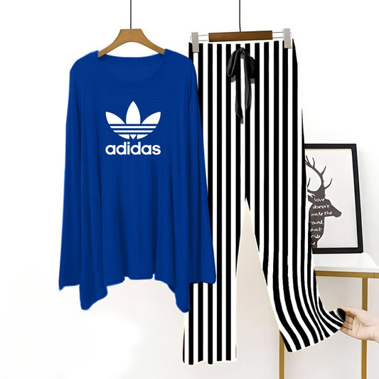 Royal Blue ( Adidas ) Printed Shirt With Lining Trouser