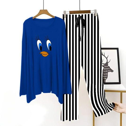 Royal Blue ( Daffy Duck ) Printed Shirt With Lining Trouser