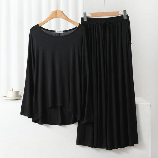 Plain Black V Neck with Palazzo