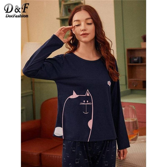 NAVY BLUE CAT nightwear for women