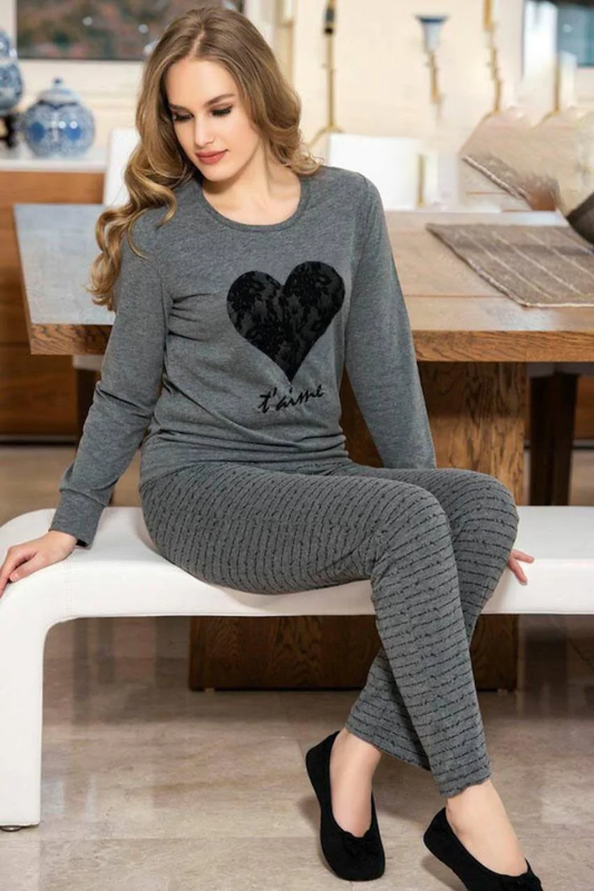 BLACK GRAY HEART nightwear for women