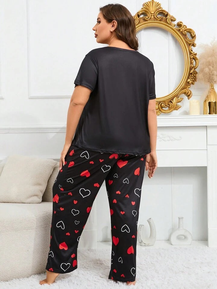 Red & White Hearts on Black Nightwear nightwear for women