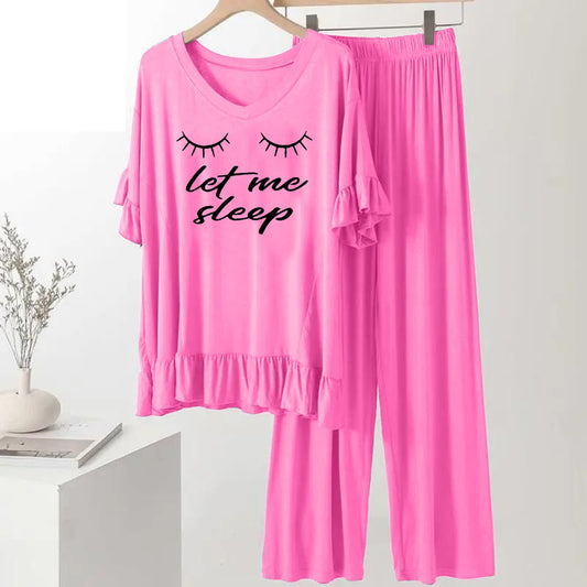 Pink Let me Sleep Printed FROCK Half sleeve ( Top & Palazzo )