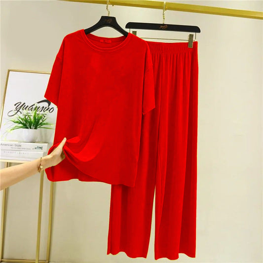 Plain Red Plazzo Style Night Dress