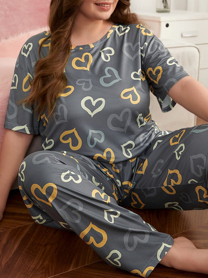 Multi Color Hearts on Gray Nightwear  nightwear for women