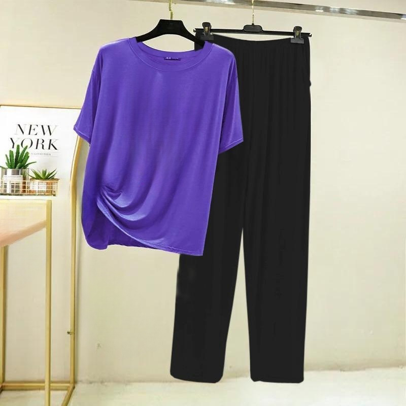 Plain Purple shirt & Trouser Ladies Night Dress