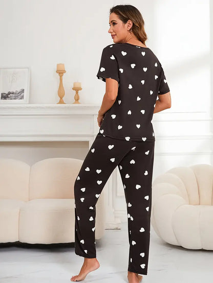 White Hearts on Black Nightwear nightwear for women