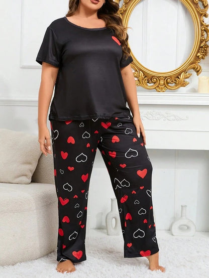 Red & White Hearts on Black Nightwear nightwear for women